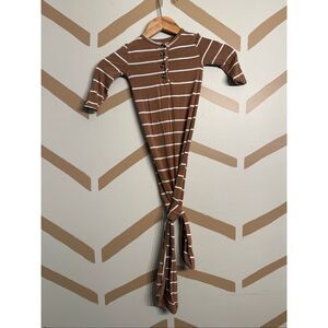 Lou Lou and Company brown White Striped Knotted Sleeper Gown Size Newborn